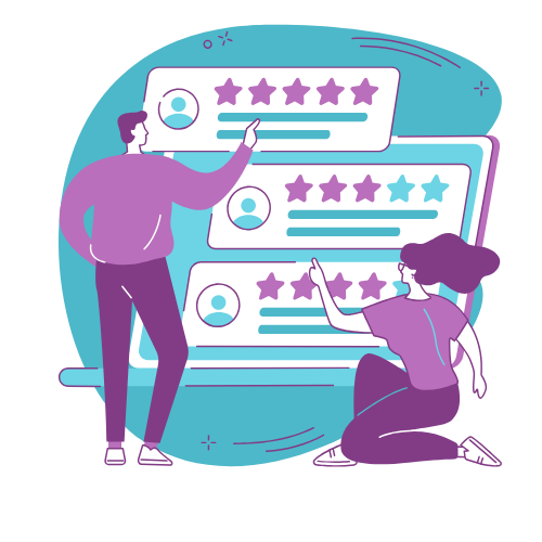Get Smart Survey Design A man and a woman selecting a star rating